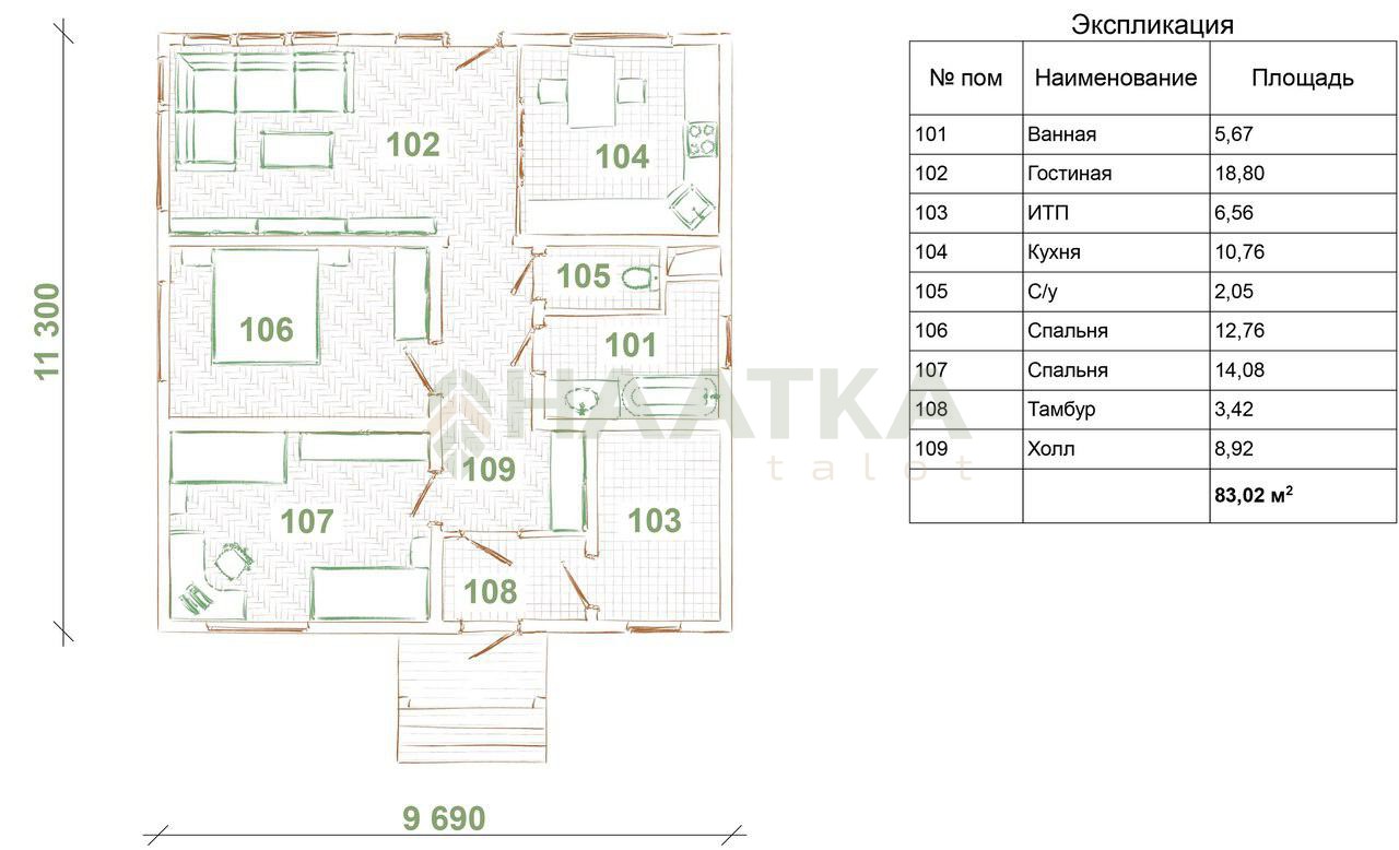 План каркасного дома от строительной компании Haatka